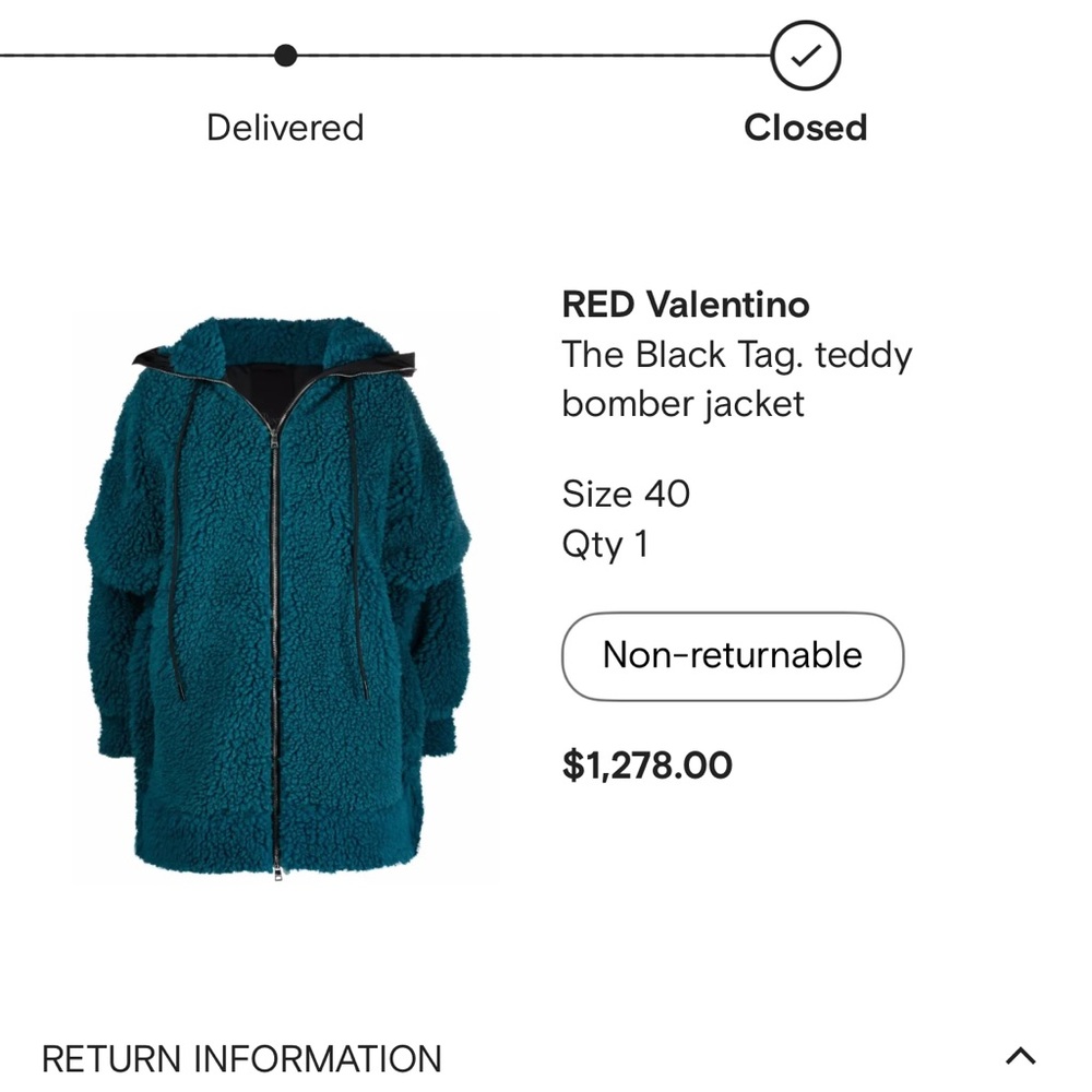 Valentino Teal Teddy Bomber Jacket